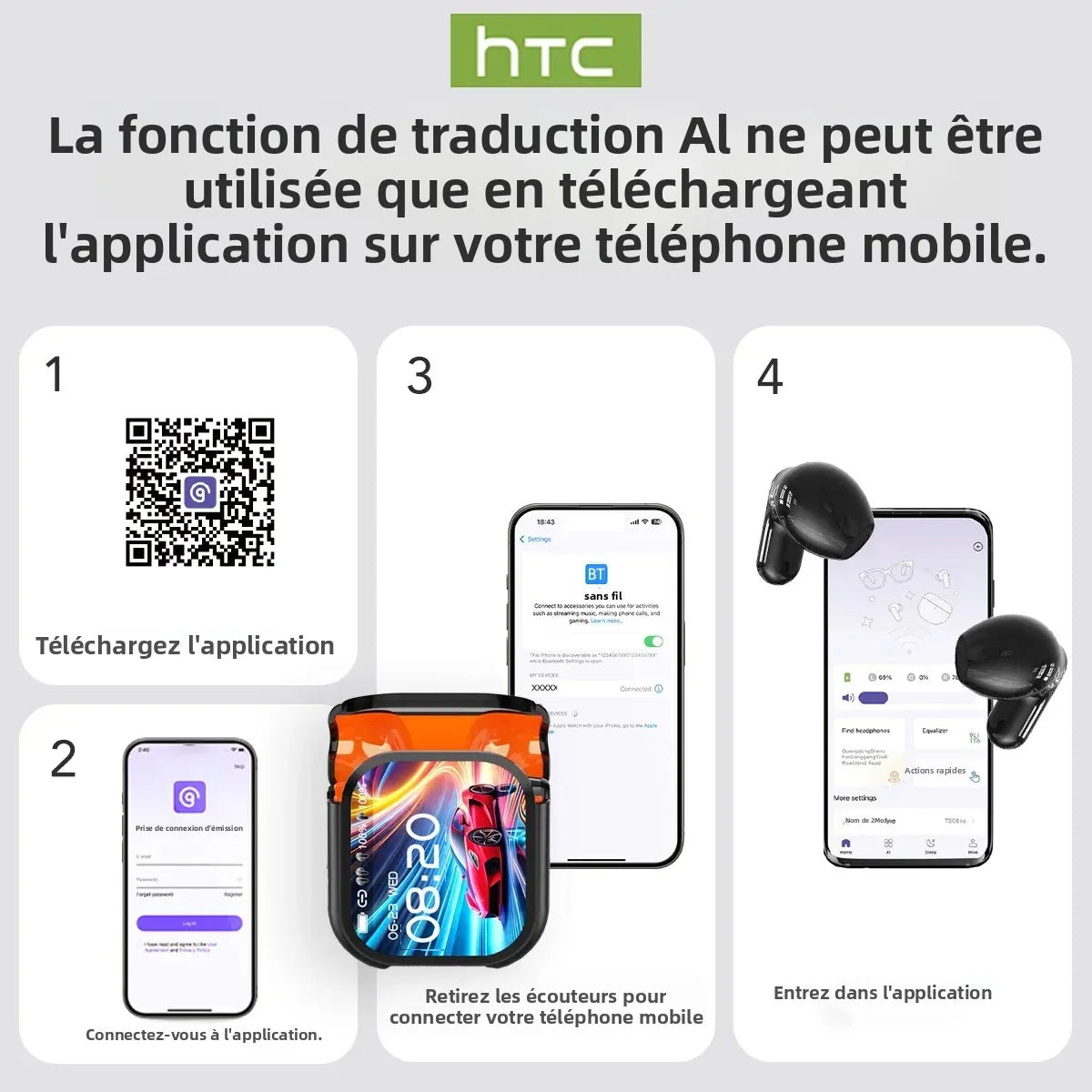 Écouteurs Intelligents avec Écran Tactile et Traduction Instantanée