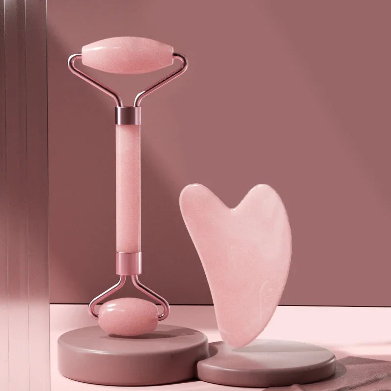 Roller & Gua Sha en pierre naturelle – Massage visage, anti-âge et éclat