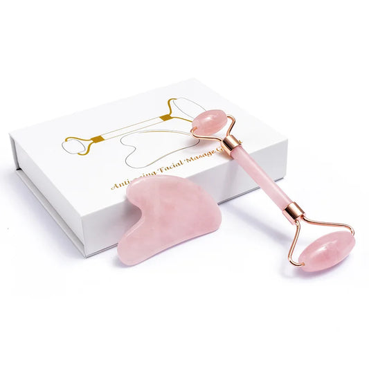 Roller & Gua Sha en pierre naturelle – Massage visage, anti-âge et éclat
