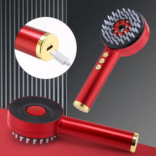 Brosse de Massage électrique à vibrations, 3 Modes, lumière rouge, pour la croissance des cheveux