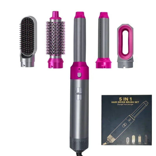 Sèche-Cheveux & Brosse Soufflante 5 en 1 – Coiffage Professionnel à la Maison