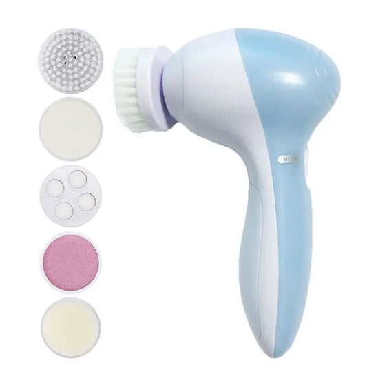 Brosse Nettoyante Visage 5 en 1 – Embouts Interchangeables pour Nettoyage, Exfoliation, Massage