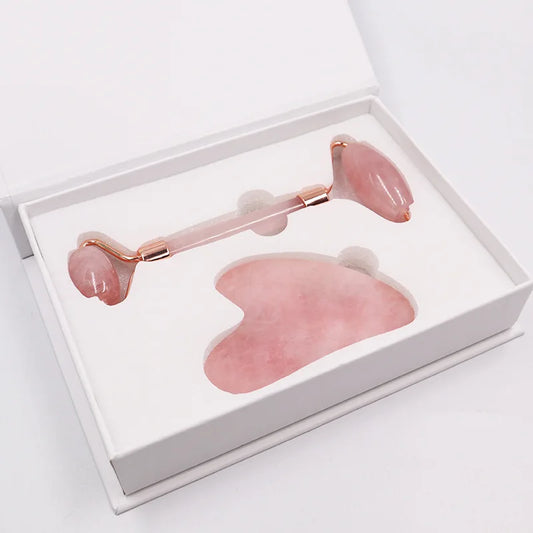 Roller & Gua Sha en pierre naturelle – Massage visage, anti-âge et éclat